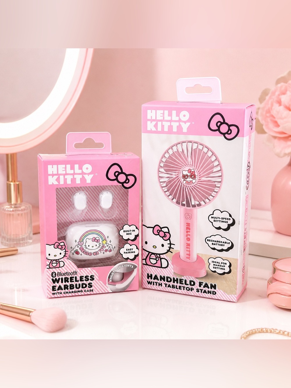 Hello Kitty Wireless Earbuds & Handheld Fan 2-Piece Set